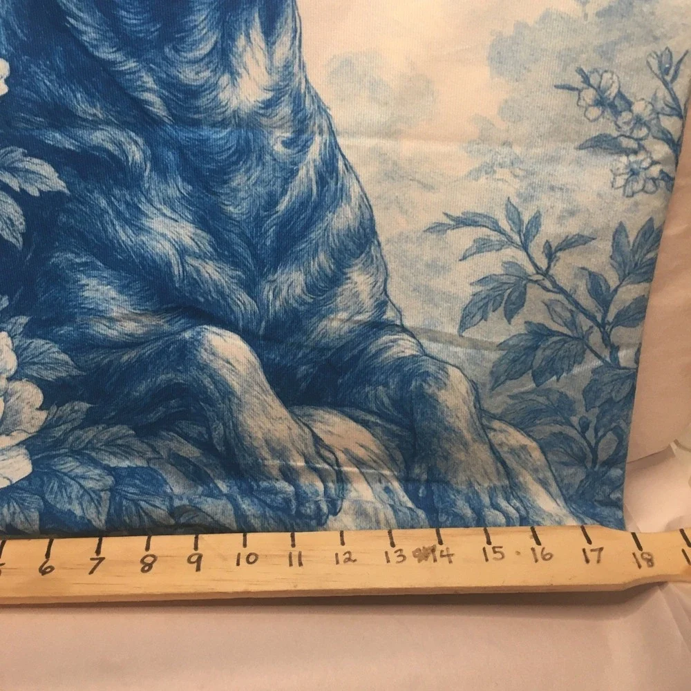 Rottweiler Toile Blue and White Throw Pillow Cover 18